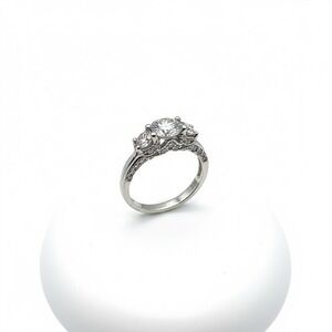 PAST / PRESENT / FUTURE RING W/ LAB SIMULATED DIAMOND‎ / 925 STERLING SILVER  9